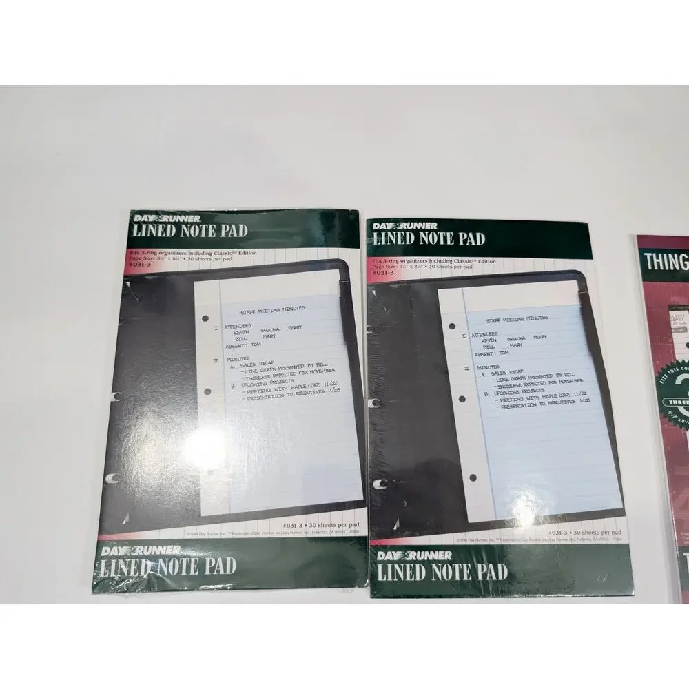 Vintage 90s Day Runner Planner Note Pad Address Pages Zip Pouch Ruler Lot New